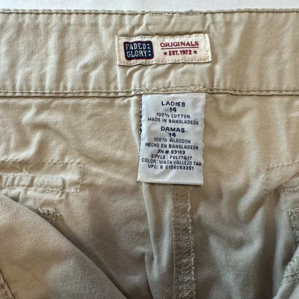 Faded Glory Beige Wide Leg Cargo Pants with Utility Pockets